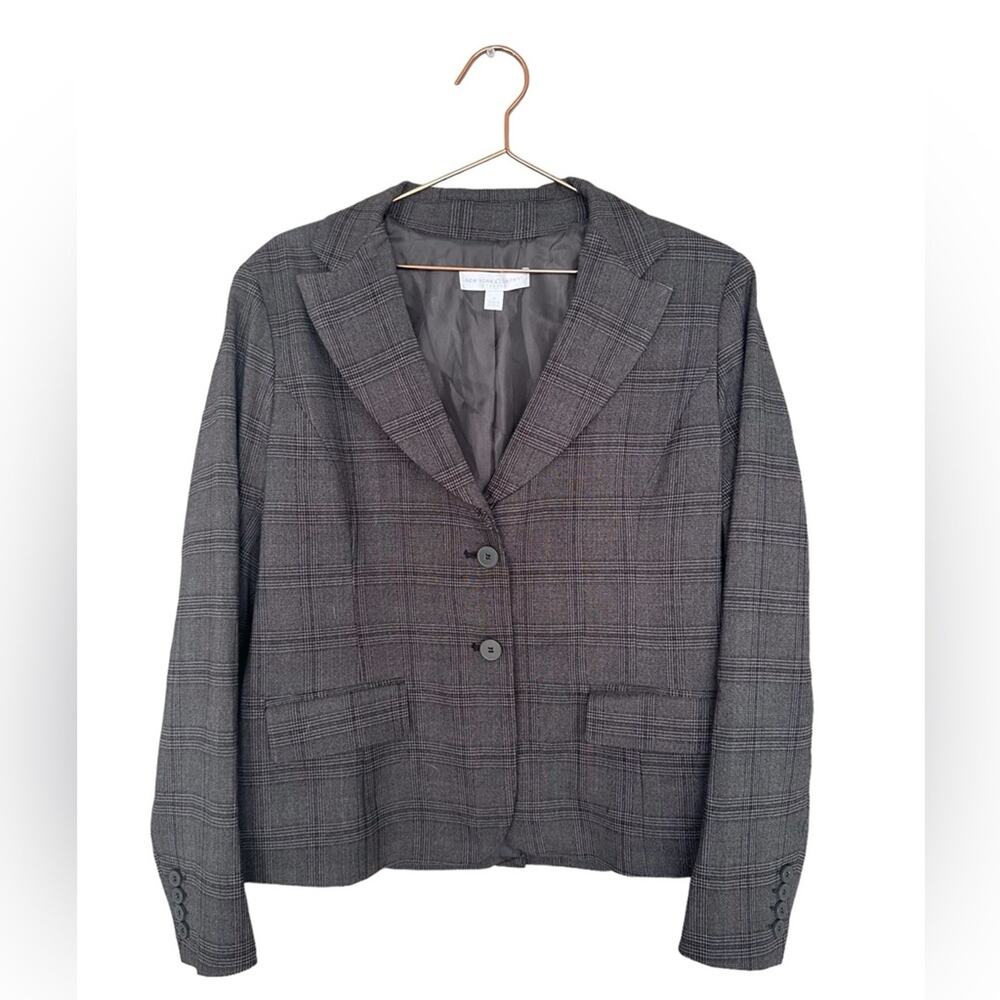 NY&CO gray and black plaid gold shimmer blazer  size 12